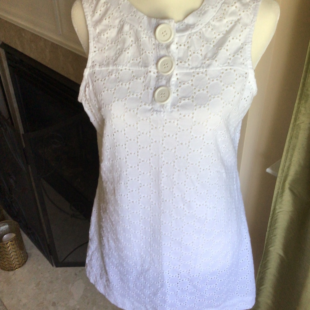 Dujour QVC white tunic eyelet top size small
